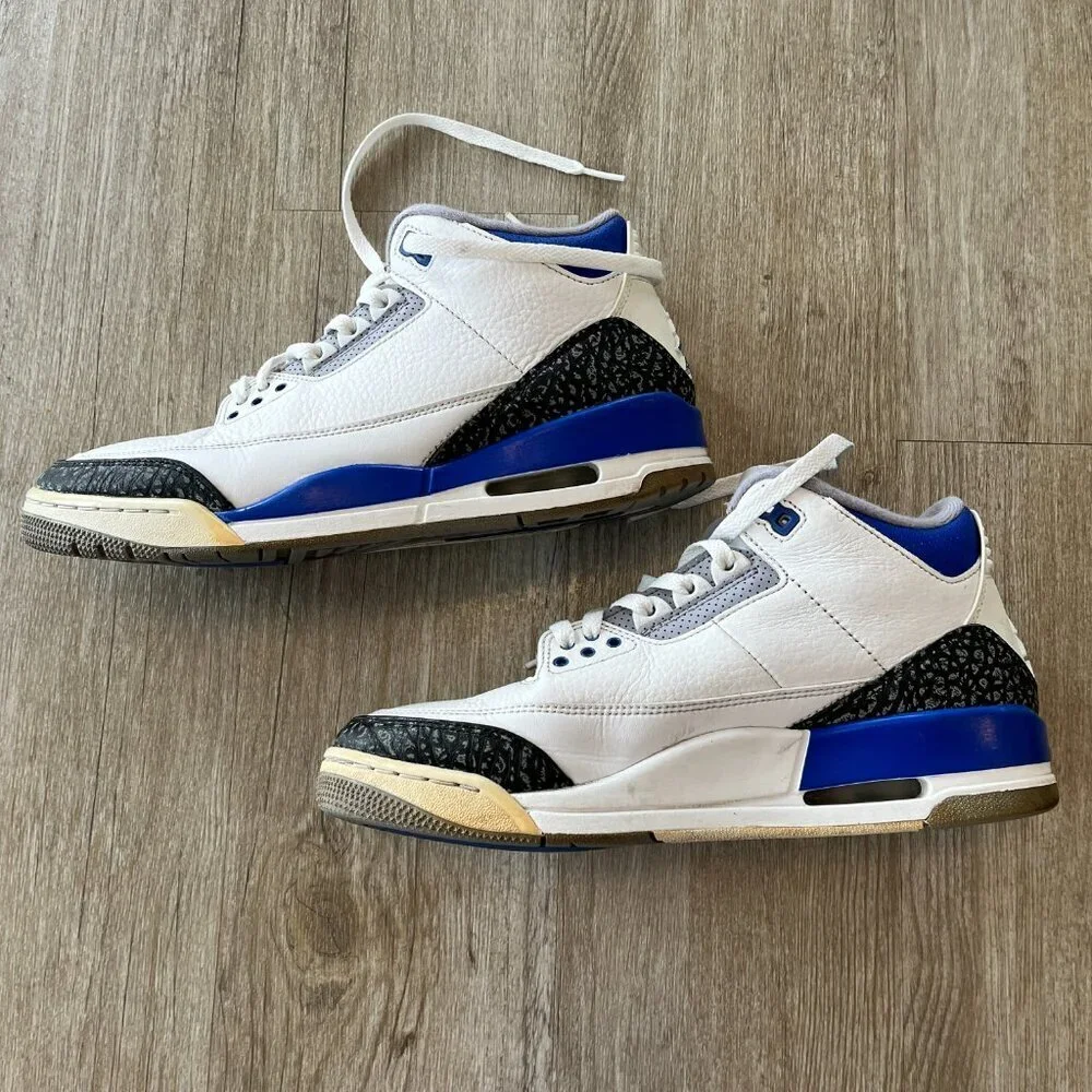 Mens Air Jordan Jordan 3 Retro 'Racer Blue' Sneakers CT8532-145 - 9.5